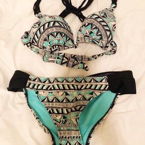 teal design swimsuit